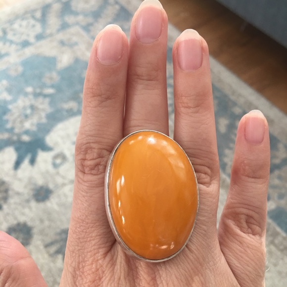 Butterscotch Baltic amber sterling silver ring - Picture 8 of 11